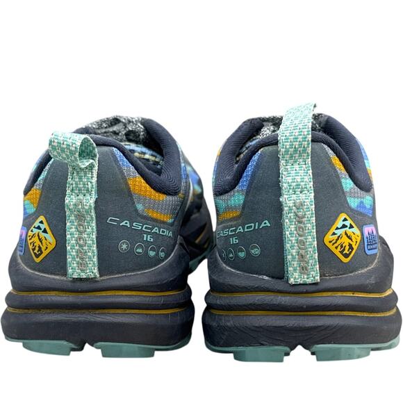 Brooks Cascadia 16 Black Teal Blue Trail Running Athletic Sneaker Shoe Women 9.5 - Picture 4 of 11